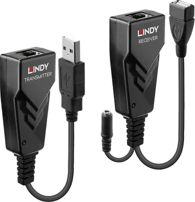Image de Extender USB 2.0 Cat.5 Lindy - émetteur et récepteur