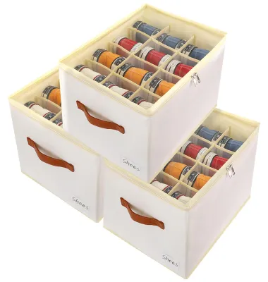 Schoenenorganizer 3er-Set, 36 Fächer, stapelbar, 43x32x31 cm