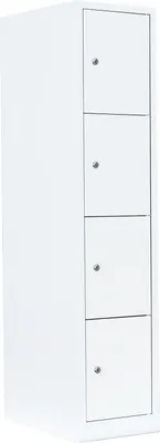 Produktbild von LÜLLMANN Schließfachschrank signalweiß 523417, 4 Schließfächer 41,5 x 50,0 x 180,0 cm