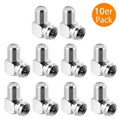 Produktbild von ORSEM 10x SAT F-Winkelstecker F-Stecker Buchse 75 Ohm Koax Antennen Adapter 90° Winkeladapter F-Kupplung auf F-Stecker für Koaxkabel SAT Receiver, LNB