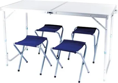 Produktbild von Koffertisch mit 4 Aluminiumstühlen 120x60x70cm - Cao
