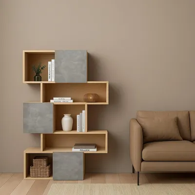 Image de Acetosella - Bibliothèque, 96x32x166 cm Marron Chêne, 4 Étagères