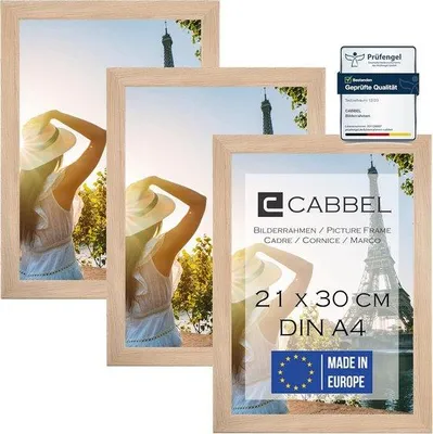 Immagine prodotto di Set di cornici per foto DIN A4 - 3 pezzi - Collage - Naturale - MDF