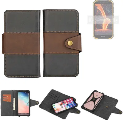 Produktbild von K-S-Trade Handyhülle Schutzhülle Hülle Bookstyle Wallet-Case kompatibel mit Ulefone Armor X6 Pro Bumper Rundumschutz schwarz-braun 1x