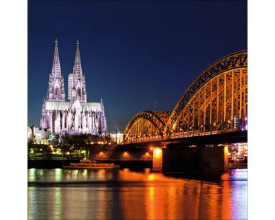 Produktbild von Glasbild Köln Dom Nacht I 50x50 cm
