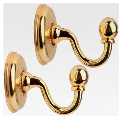 Produktbild von Raffhalter in Gold: Raffhaken aus Messing für Gardinen, 1 Paar, Vintage-Design
