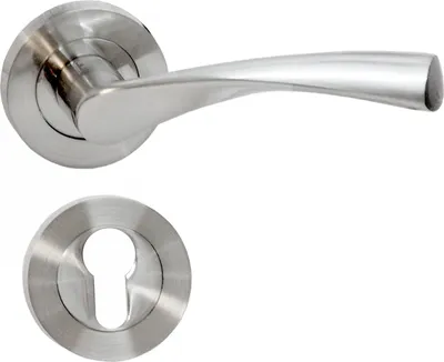 Produktbild von Drückergarnitur Türklinke Türdrücker für Zylinder Nickel Rosetten Garnitur PZ