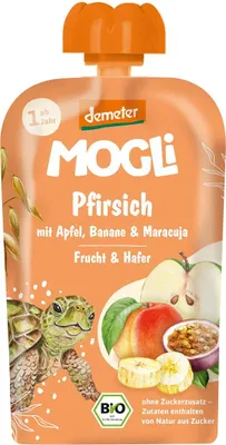 MUS JABŁKO - BRZOSKWINIA - BANAN - MARAKUJA - OWIES BEZ DODATKU CUKRÓW OD 1 ROKU DEMETER BIO 100 g - MOGLI
