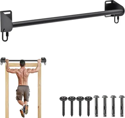Produktbild von Wandmontierte Klimmzugstange mit Haken für Widerstandsbänder, bis 200 kg – Klimmzugstange – Fitnessstange