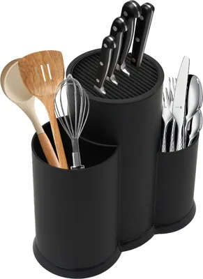 Produktbild von 3in1 Universal Messerblock mit Besteckhalter ohne Messer schwarz