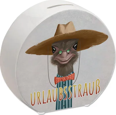Produktbild von Spardose mit lustigem Tier und Text für Urlauber - Urlaubsstrauß