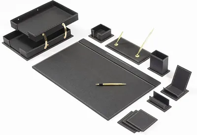 Schreibtisch Organizer Set, Schreibtischunterlage Leder, Dokumentenablage A4, Büro Accessoires Luxus