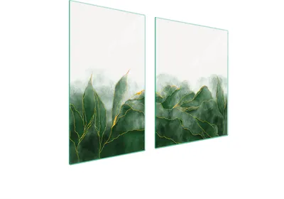 Produktbild von Herdabdeckplatten 2 teilig 100x52 Glaskeramikkochfeld Abdeckung Glas Schneidebrett Laub Grün