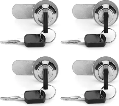 Imagen del producto de Cerradura de leva, con superficie de cromo sobre hierro que puede girar hasta 90 grados. Cerradura tubular de 4 piezas para la industria energética, la industria automotriz y la industria de maquinaria
