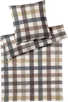Produktbild von elegante Mako-Jersey Bettwäsche-Garnitur Kuschel Karo Farbe Multi Natur Größe 135x200+80x80