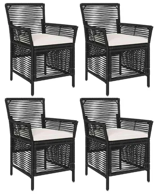 Image de vidaXL - Ensemble de 4 chaises de jardin, noir et crème, en polyrotin