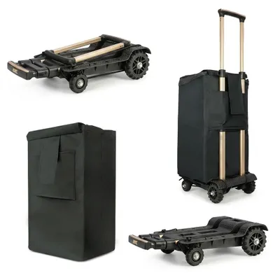 Produktbild von Faltbare Sackkarre mit Tasche – 4 Räder Gepäckwagen & Transportkarre