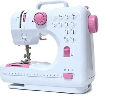 Produktbild von Mini -Nähmaschine, 12 Stiche, elektrischer, tragbarer Haushalt, Doppelfaden für Kinder und Anfänger, EU 220 V (Pink)