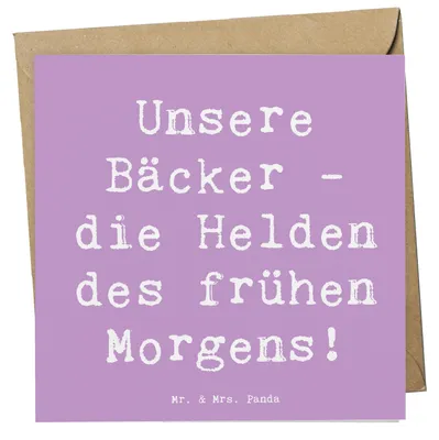 Produktbild von Mr. & Mrs. Panda Grußkarte Spruch Bäcker Helden - Lavendeltraum - Geschenk, Wertschätzung, frisch gebackenes Brot, Glückwunschkarte, doppelkarte, faltkarte, Bedanken