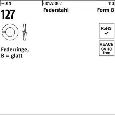 Produktbild von Federring DIN 127 B 20 Federstahl 100 Stück