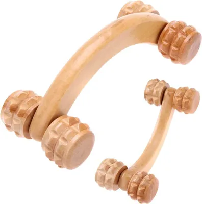 Immagine prodotto di Massaggiatore manuale in legno - rullo per schiena, gambe, collo e addome in legno
