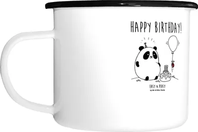 Produktbild von Mr. & Mrs. Panda Pott Panda Geburtstag - Weiß - Geschenk, Emaille Tasse, Große, Teetasse, Haferl, Outdoor, großer becher