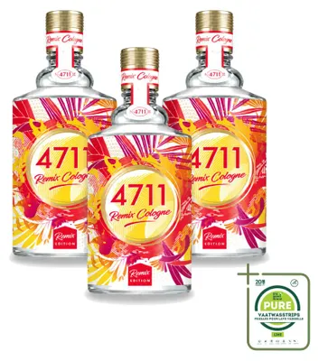 Productafbeelding van 3 x 4711 Remix Cologne Eau de Cologne Spray - Grapefruit - 100 ml - Grote verpakking - 3 stuks