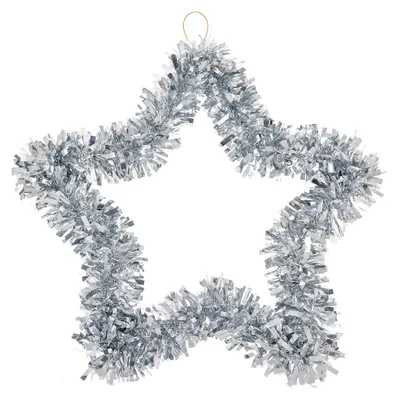 Image de Clayre & Eef Décoration de Noël Étoile 45x2x45 cm Plastique argenté
