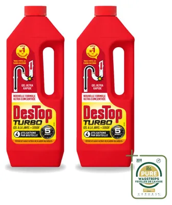 Produktbild von 2 x Destop Turbo Gel Rohrreiniger 1 L - Vorratspackung - 2 Stücke