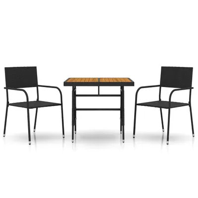 Produktbild von vidaXL 3-tlg. Garten-Essgruppe Poly Rattan Schwarz