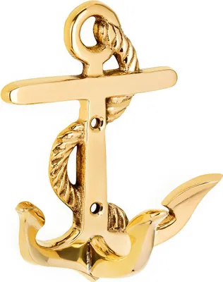Produktbild von Maritim Haken Anker 3-fach aus Messing gold 9x11x5cm Haken Garderobe Aufhänger