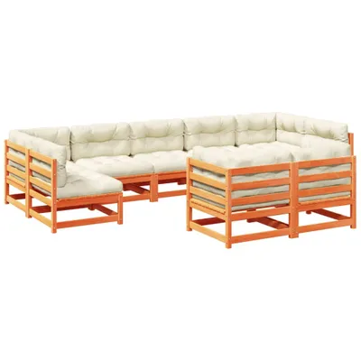 Produktbild von vidaXL 9-tlg. Garten-Sofagarnitur mit Kissen Wachsbraun Kiefernholz