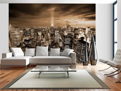 Produktbild von Vlies Fototapete 350x256 cm Tapeten Wandtapete XXL Stadt bei Nacht New York Stadtpanorama NY - Panorama d-B-0009-a-d