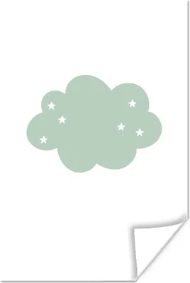 Produktbild von MuchoWow® Poster Wolke - Mädchen - Jungen - Sterne - Pastell - Kind 40x60 cm - Plakate für die Wand - Poster Babyzimmer