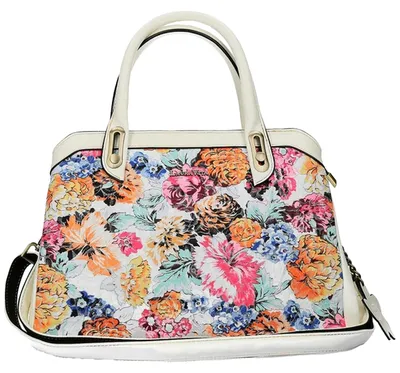 Produktbild von Laura Vita Damen Henkeltasche Umhängetasche Blumen Muster Aramis, Farbe:Weiß
