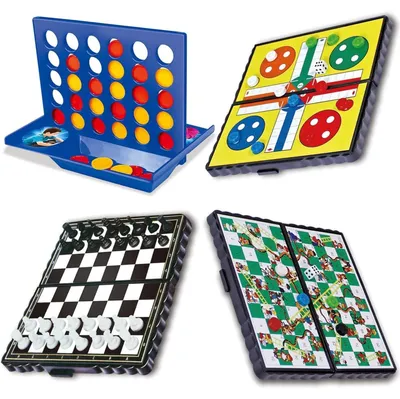 Produktbild von Vier gewinnt Brettspiel Reisespiel Mini - Klappbar - 4 Spiele - Für 2 Spieler