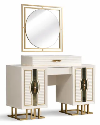 Image de Coiffeuse élégante avec miroir et étagères pratiques