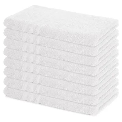 Produktbild von Lavea® 8er Set Handtücher 50x100 cm, Elena, 100% Baumwolle, Frottier Badetuch, Sporthandtuch, 60°C waschbar, Handtuch Set, Weiß