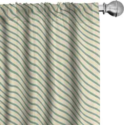 Obrázok produktu pre ABAKUHAUS Retro závesy, záclony, s geometrickým vzorom zelených pruhov v romantickom vintage dizajne, 2 kusy 75 x 225 cm, jadeitovo zelená krémová
