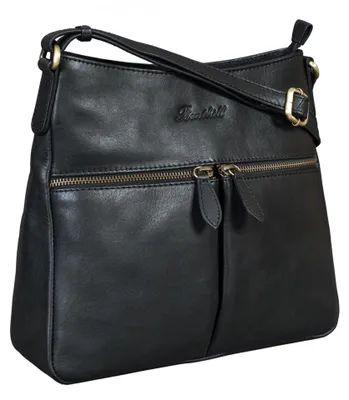 Produktbild von Benthill Damen Umhängetasche Leder | Tasche aus echtem Rindsleder | Handtasche mit Reißverschluss - Schultertasche / Ledertasche | Vintage Shopper