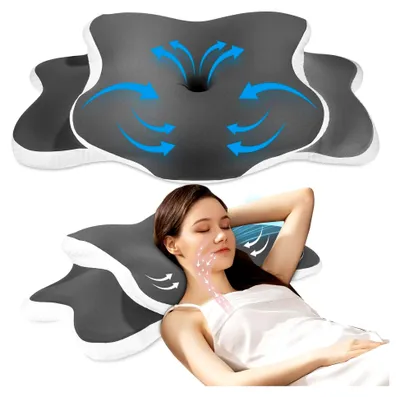 Produktbild von Ergonomisches Nackenstützkissen aus Memory Foam für Seitenschläfer, Rückenschläfer und Bauchschläfer