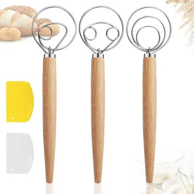 Immagine prodotto di Set di 3 spatole da cucina in legno da 33 cm per preparare dolci e pasticcini