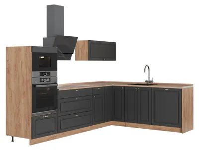Obrázok produktu pre Rohová kuchyňa Vicco Fame-Line Antracitovo-zlatý vidiecky dom/Dub Goldkraft 287 x 207 cm, AP Oak, Model 63490