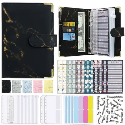 Produktbild von A6 Umělá kůže Pořadač na notebook Pořadač rozpočtu Pořadač rozpočtu Plánovač rozpočtu Obálka pořadače Volný pořadač Pořadač peněz Pokladní list, černý