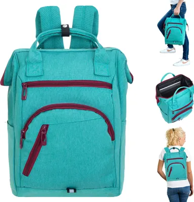 Produktbild von Rucksack Damen Herren Elephant Finn New Damenrucksack Freizeitrucksack Büro Sport Freizeit backpack Polster Innenfach A4 Klappöffnung 12830 GRÜN Pastell / Bordeaux + Schlüsseletui