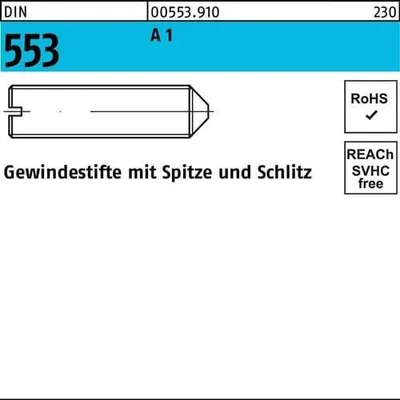 Produktbild von Reyher  Gewindestifte DIN 553 1.4305 M 6 x 16 A 1 005539100060016 (25 Stück)