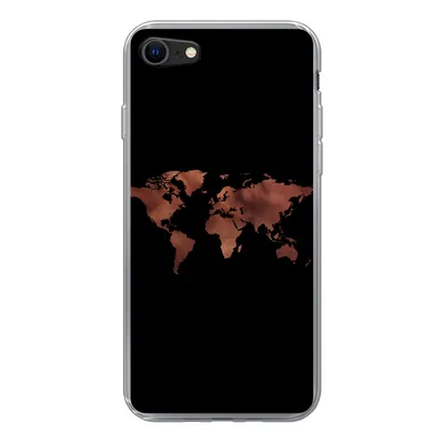 Produktbild von MuchoWow® Handyhülle Schutzhülle Hülle für iPhone SE 2020 Weltkarte - Leder - Schwarz Silikon Softcase Handy Hülle - Kartenbesitzer