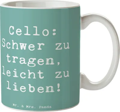 Produktbild von Mr. & Mrs. Panda Tasse Spruch Cello Liebe - Meeresbrise - Geschenk, Instrument, Kaffeebecher, Musikinstrument, Teetasse, Klassische Musik, Becher, Streichinstrument, Pott