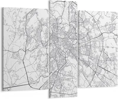 Produktbild von Bild auf Leinwand - Leinwandbild - 3 Teile - Stadt Karte Rom - 95x80cm - Wand Bild - Wanddeko - Wandbilder - Leinwanddruck - Bilder - Wanddekoration - Leinwand bilder - Wandbild - CB95x80-4682