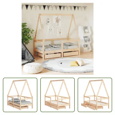 Produktbild von The Living Store Kinderbett mit Schubladen 70x140 cm Massivholz Kiefer